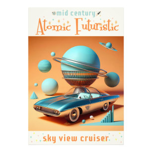 Foto Coche crucero con vista al cielo futurista atómico