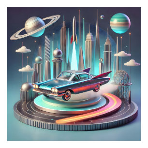 Foto Coche cupé atómico futurista de aletas grandes