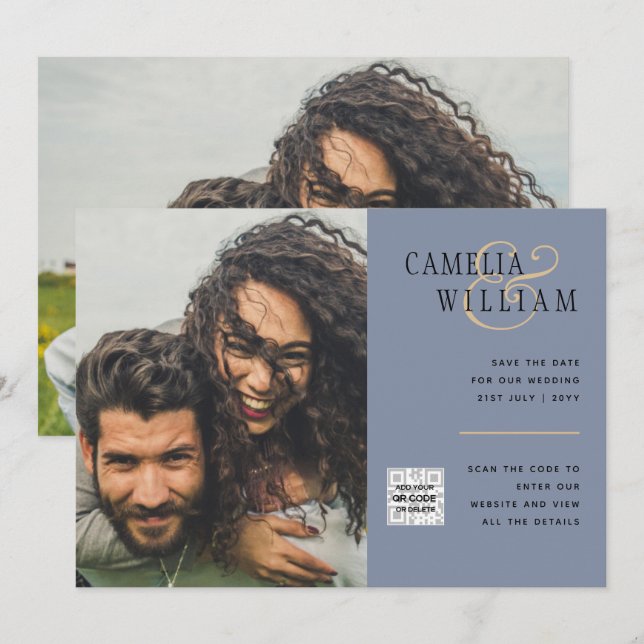 FOTO Código QR de Invitación de Boda Guardar Fecha (Anverso / Reverso)