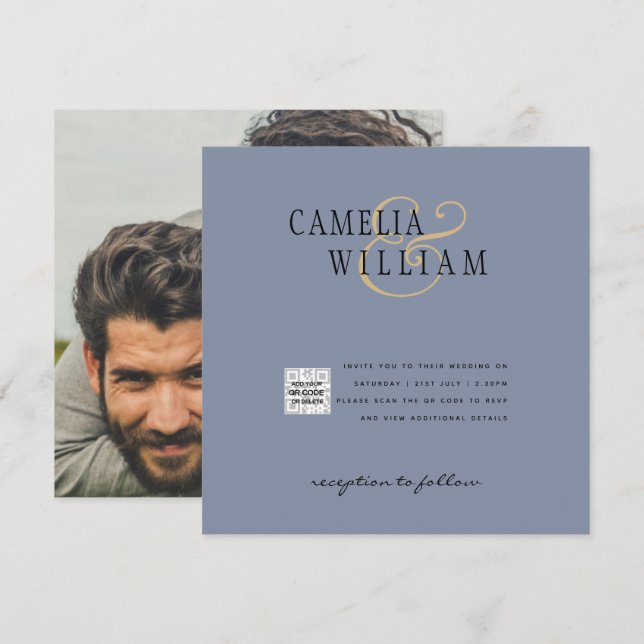 FOTO Código QR de Invitación de Boda Guardar Fecha (Anverso / Reverso)