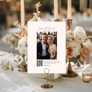 Foto Código QR Tarjeta de Boda beige para galerías