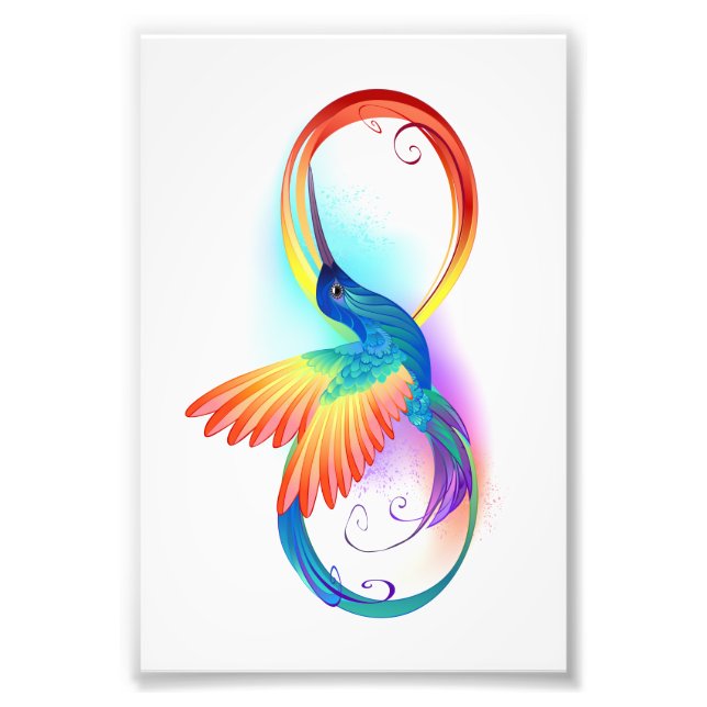 Foto Colibrí arcoíris con símbolo de infinito (Frente)