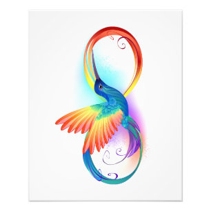 Foto Colibrí arcoiris con símbolo Infinity