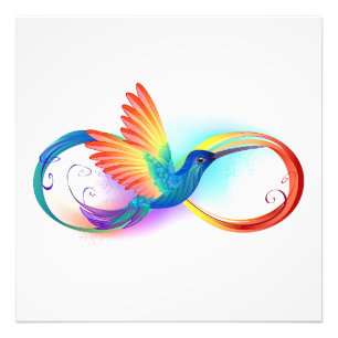 Foto Colibrí arcoiris con símbolo Infinity