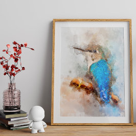 Foto Colibrí de acuarela vibrante en una rama