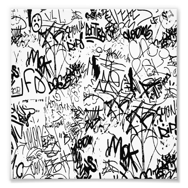 Foto Collage abstracto de grafiti en blanco y negro (Frente)