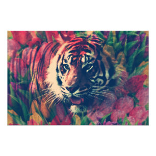 Foto Collage de arte digital Tiger Spring