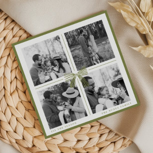 Foto Collage de Navidad con Lazo Verde Helecho