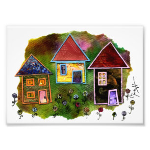 Foto Collage de tres casas con las flores