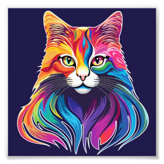 Foto Color arcoiris del retrato del gato de Maine (Frente)