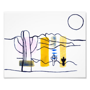 Foto Color de agua de la escena del desierto + tinta