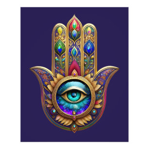 Foto Colores de Pavo Real de Oro Hamsa Verde Safiro Ter