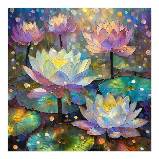 Foto Colorful Lotus Flowers Blossoming in the Snow (Frente)