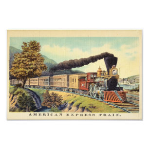 Foto Colorido Vintage Steam Train Art, postal