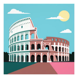 Foto Colosseo acuarela Roma Poster de diseño plano
