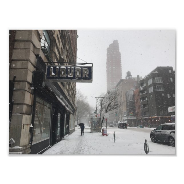 Foto Columbus Avenue Liquor Store NYC Snowstorm Winter (Frente)