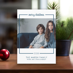 Foto con borde mínimo Feliz Navidad azul