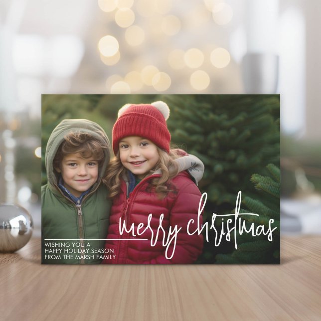Foto con enorme FELIZ Navidad  - Cuadro Rojo Verde (Modern and Minimal Christmas Greeting Card)