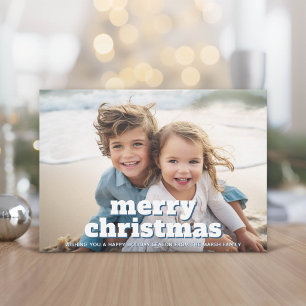 Foto con FELIZ Navidad gigante - azul marino