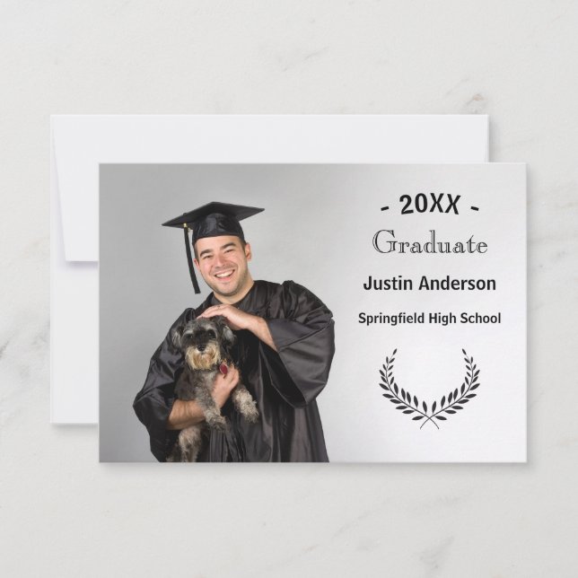 Foto con ramas - Invitación de graduación 3x5 (Anverso)