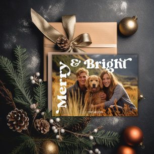 Foto con tipografía retro de Navidad alegre y bril