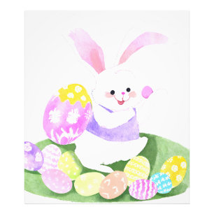 Foto conejito con huevos de Pascua