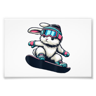 Foto Conejito Lindo Realizando Truco de Snowboard Niños