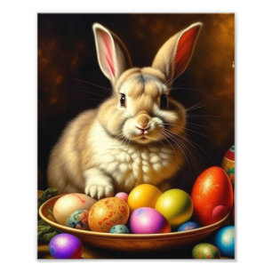 Foto Conejo barroco de Pascua marrón con huevos