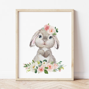 Foto Conejo, conejo, flores rosadas, guardería Chica