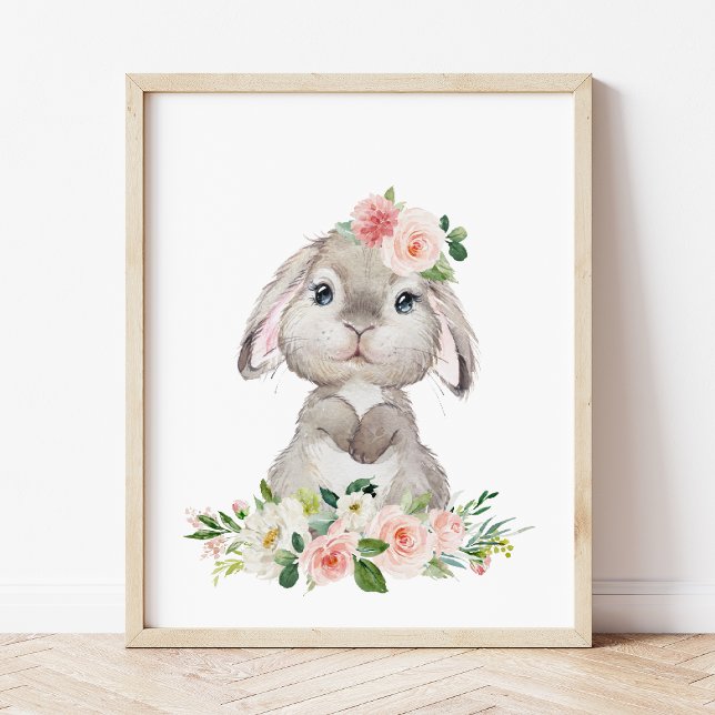 Foto Conejo, conejo, flores rosadas, guardería Chica (Subido por el creador)