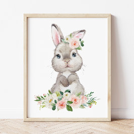 Foto Conejo, conejo, flores rosadas, guardería Chica