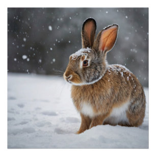 Foto Conejo de nieve de invierno