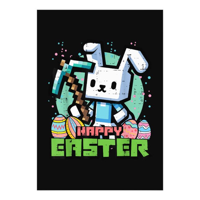 Foto Conejo de Pascua Feliz Juego de Píxeles  (Frente)