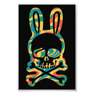 Foto Conejo de Pascua Retro Tie Dye Conejo Calavera Cru