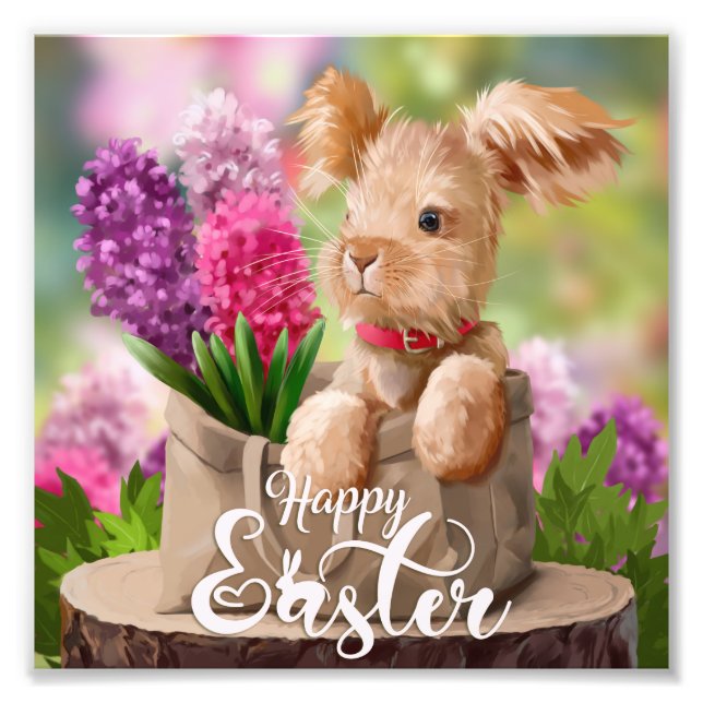 Foto Conejo de Pascua y un ramo de jacintos (Frente)