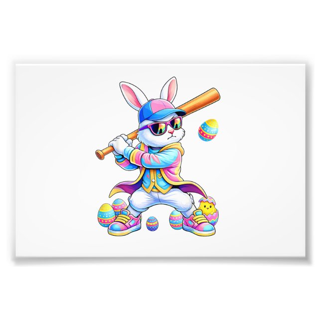 Foto Conejo divertido de estampado tie dye béisbol cone (Frente)