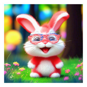 Foto Conejo Rojo con Gafas Americanas Dibujo-44244