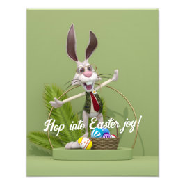 Foto Conejo Toon de pie cerca de huevos de Pascua