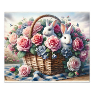 Foto Conejos Anidados Entre Rosas de Cabaña