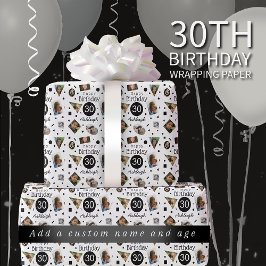 Foto Confetti Nombre 30 cumpleaños Papel de envolv