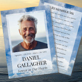 Foto conmemorativa del funeral Recuérdame tarjeta