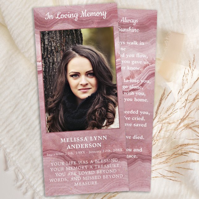 Foto conmemorativa Funeral Tarjeta de Oración Rosa (Subido por el creador)