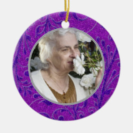 Foto conmemorativa Ornamento de Navidad Púrpura