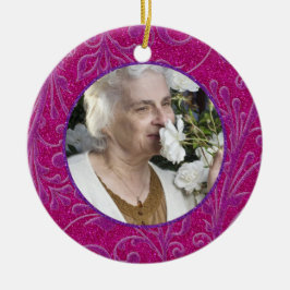 Foto conmemorativa Ornamento de Navidad Púrpura Ro