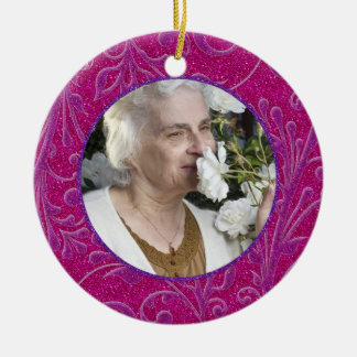 Foto conmemorativa Ornamento de Navidad Púrpura Ro