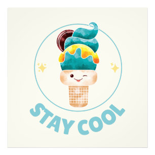 Foto Cono de helado de acuarela Mantén la calma Pastel