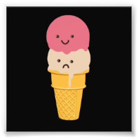 Cono de helado feliz y triste