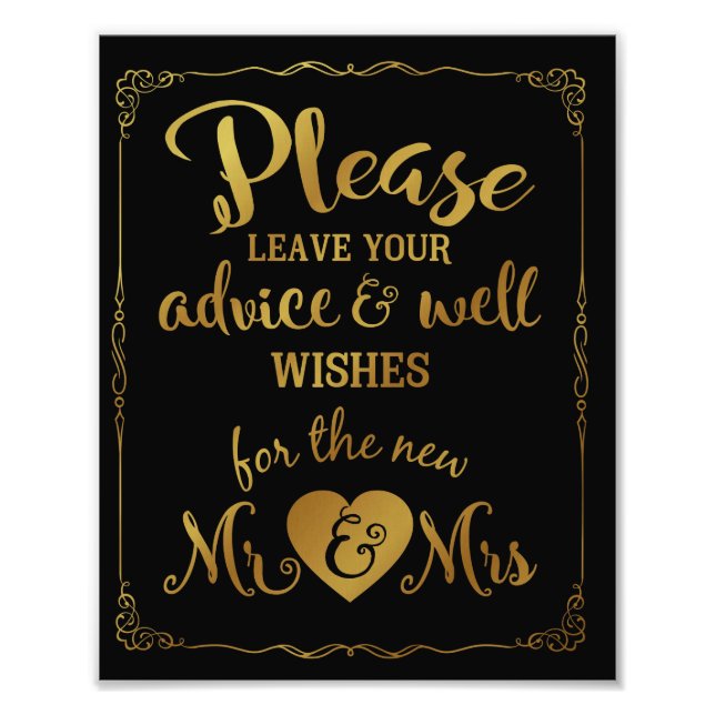 Foto consejo y buenos deseos fiesta boda firma oro (Frente)