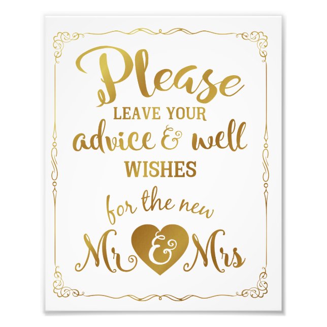 Foto consejo y buenos deseos fiesta boda firma oro (Frente)