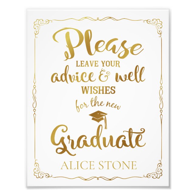 Foto consejo y buenos deseos fiesta de graduación firma (Frente)